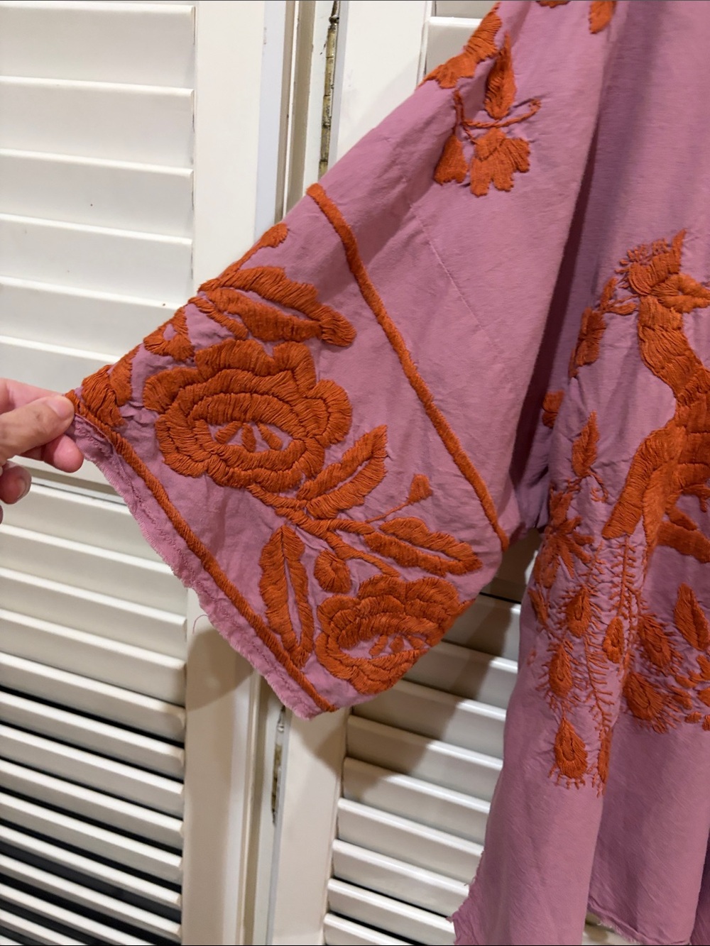 Magnolia Pearl Dusty Pink Blouse with Rust Embroidered Floral. - Picture 3 of 6
